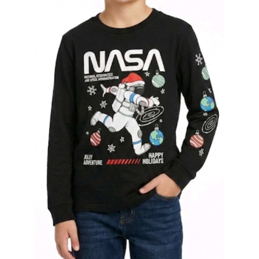 Eighty Eight Brand Boys Black NASA Long Sleeve Shirt Size 14 NWT